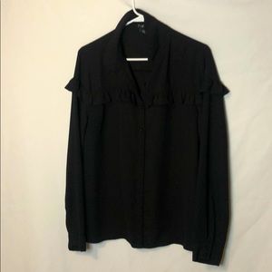 Black button down long sleeve top